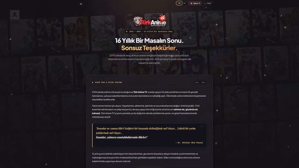 Türk Anime TV kapandı mı? 16 yıllık anime sitesine ne oldu? 1 turk anime tv kapandi mi ne oldu Animelerden